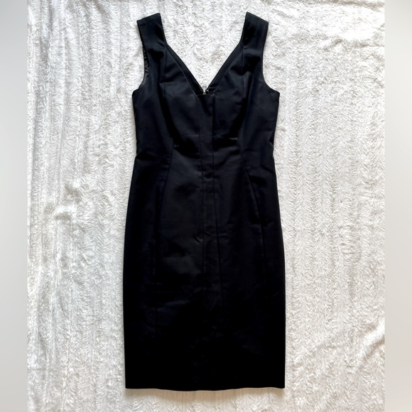 Elie Tahari Black Stretch Cotton Sleeveless Bodycon Sheath Dress sz 8 - Picture 1 of 10